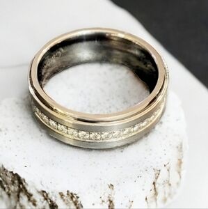 Mens Stainless Steel Tungsten Carbide CZ Ring